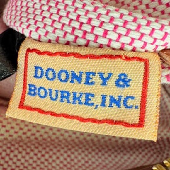 Dooney & Bourke Vintage  Pebbled Leather Satchel Tote | White Tan Trim Large Bag - Picture 7 of 14